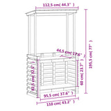 Outdoor Bar Table with Roof White 112.5x57x195.5 cm Solid Wood 832535