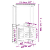 ZNTS Outdoor Bar Table with Roof 112.5x57x195.5 cm Solid Wood 832537