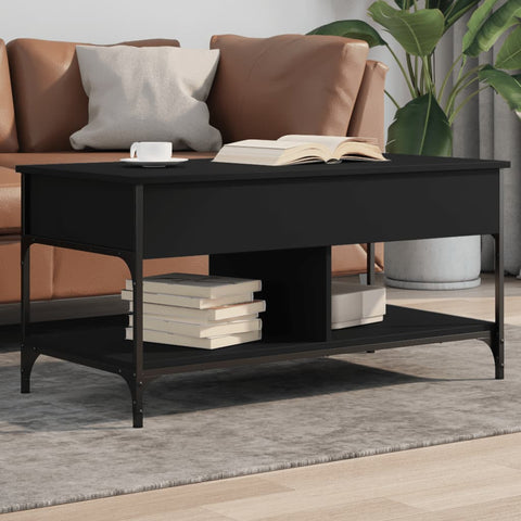 ZNTS Coffee Table Black 100x50x50 cm Engineered Wood and Metal 845366
