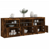 Sideboard with LED Lights Smoked Oak 181.5x37x67 cm 3209006