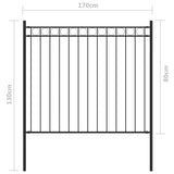 ZNTS Garden Fence Steel 1.7x0.8 m Black 146312