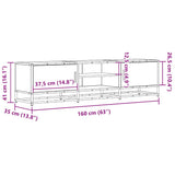 TV Cabinet Smoked Oak 160x35x41 cm Engineered Wood and Metal 848846