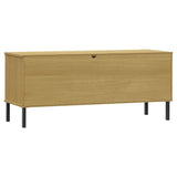 Shoe Rack with Metal Legs Brown 106x35x45 cm Solid Wood OSLO 350994