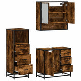 3 Piece Bathroom Furniture Set Smoked Oak Engineered Wood 3301047