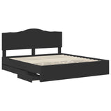 Bed Frame with Drawer Black 200 x 200 cm Engineer Wood 3413381