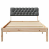 Bed frame Brown and dark grey 100 x 200 cm Solid pine wood 878630