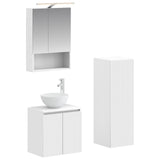 Bathroom Furniture Set 4 pcs White Engineered Wood and Glass 3407415