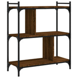 Bookcase 3-Tier Brown Oak 76x32x88 cm Engineered Wood 833934