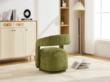 065 Chenille Fabric Accent Chair Armchair With Fabric Covered Wooden 360&deg Swivel Base, Green W1397P388515