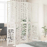 Room Divider 5 Panels White Solid Wood Paulownia 358744