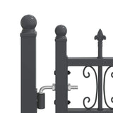 Fence Gate with Spear Top with Lock Grey 404 x 75 cm Steel 42009047