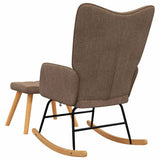 Rocking Chair with a Stool Brown Fabric 328021