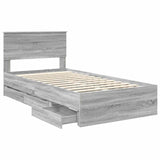 Bed Frame with Drawer Grey Sonoma 100 x 200 cm Engineer Wood 3410740