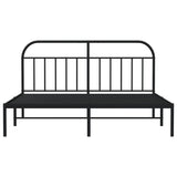Metal Bed Frame without Mattress with Headboard Black 160x200cm 353638