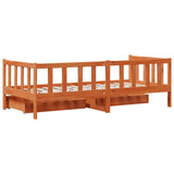 Daybed with Headboard 3 pcs Wax Brown Solid Pine Wood 3422729