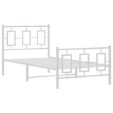 Metal Bed Frame without Mattress with Footboard White 90x200cm 374301