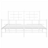 Metal Bed Frame without Mattress with Footboard White 150x200cm 355630