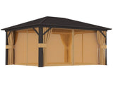 3.6 x 3 m Aluminium Hardtop Gazebo, with Accessories - Brown T3398P315896
