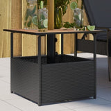 Garden Table with Parasol Hole Black 55x55x46.5 cm Poly Rattan 364117