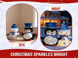 Set of 2 Lighted Plush Penguin and Snowman Christmas Decorations, Pre-lit Pull Up Holiday Decor with 46065456