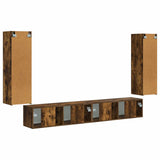 TV Wall Cabinet Set 4 pcs Smoked Oak Engineered Wood 3408930