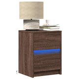 Bedside Cabinets with LED Lights 2 pcs Brown Oak Engineered Wood 852046