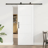 Sliding Door White and Black 78 x 202 cm Solid Pine Wood 3333331