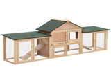 Large Rabbit Hutch Outdoor Wooden Guinea Pig Hutch with Run, 2 Storey Bunny House 210 x 45.5 x 84.5 T3398P375355