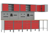 Work Cabinet Set with Drawer with Shelf 12 pcs Red and Grey 3321509