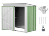Metal Garden Shed, Outdoor Lean-to Shed for Tool Motor Bike, with Adjustable Shelf, Lock, Gloves, T3398P323861