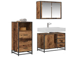 Bathroom Furniture Set with Door 3 pcs Old Wood Engineered Wood 3402423