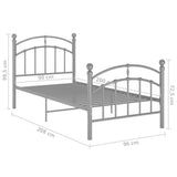 Bed Frame without Mattress Grey Metal 90x200 cm 324969