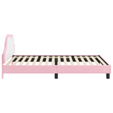 Children's Bed Frame with Headboard Pink 90 x 190 cm PU 42011181