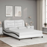 Bed Frame with LED without Mattress "Hvar" White and Black 140x200 cm 3213940
