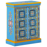 ZNTS Sideboard Solid Mango Wood Turquoise Hand Painted 244838