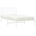 ZNTS Metal Bed Frame with Headboard White 100x190 cm 374480