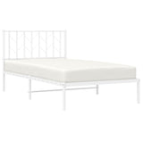 ZNTS Metal Bed Frame with Headboard White 100x190 cm 374480