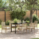 Garden Dining Set with Cushion 7 pcs Beige Poly Rattan 3379895