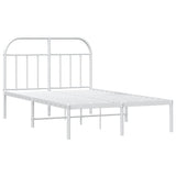 Bed Frame White Powder-coated Steel Double Bed Frame 353682