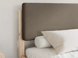 Bed Frame with Upholstered Headboard Taupe 135 x 190 cm 877922
