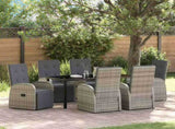 Garden Dining Set with Cushion 7 pcs Grey Poly Rattan 3379503