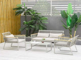 4 Pieces Rattan Garden Furniture Set - Grey T3398P325256