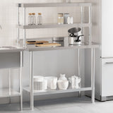 Kitchen Work Table with Overshelf 110x55x150 cm Stainless Steel 3208904