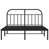 Metal Bed Frame without Mattress with Headboard Black 135x190cm 353634