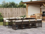 9 Piece Garden Dining Set with Cushions Brown Poly Rattan 3211641