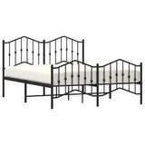 Metal Bed Frame without Mattress with Footboard Black 150x200cm 373809