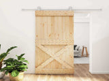 Sliding Door Natural and White 95 x 210 cm Solid Pine Wood 3445042