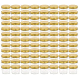 Glass Jam Jars with Gold Lid 96 pcs 110 ml 50797