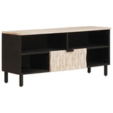 TV Cabinet White Wash Finish 100 x 33 x 46 cm Solid Mango Wood 4017880