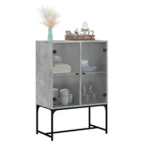 Side Cabinet with Glass Doors Concrete Grey 69x37x100 cm 836549